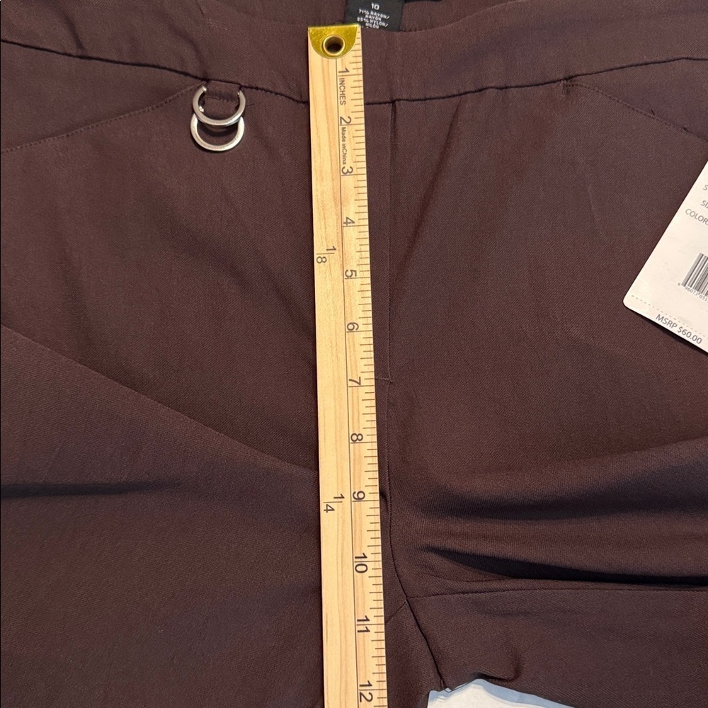 Zac and Rachel NEW Chocolate Brown Pull-On Slim Ankle Pants Size 10 - Picture 4 of 8
